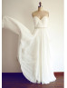 Sweetheart Neck Ivory Chiffon Draped Beach Wedding Dress